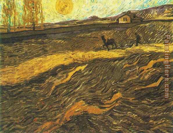 Champ et laboureur 1889 painting - Vincent van Gogh Champ et laboureur 1889 art painting